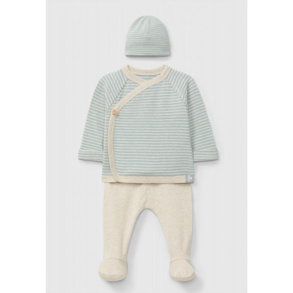 NEW SNUG kid's long sleeve komono with footie legging and hat set in blue
